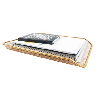 Bandeja Organizadora Caixa Arquivo Multiuso Porta Papel Documentos De Mesa De Escritório Dourado em Oferta na Shopee