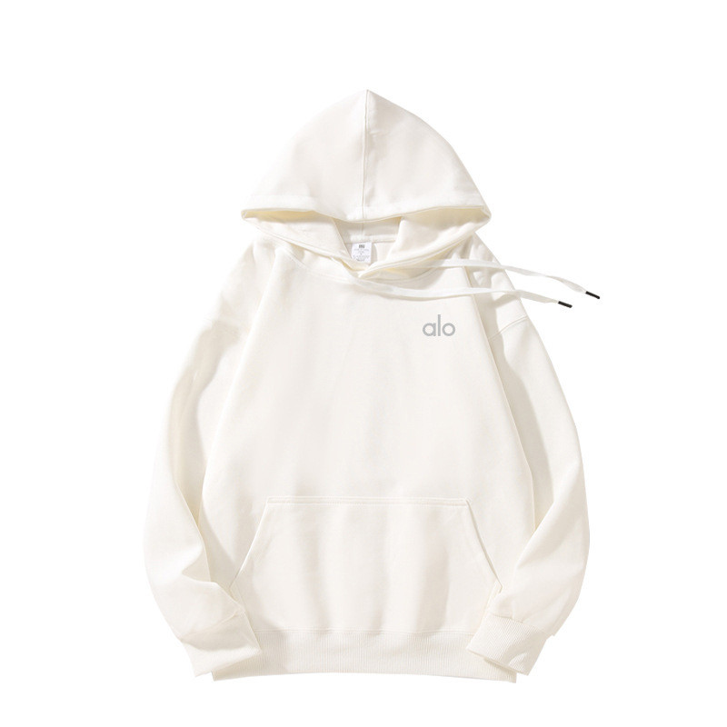Aloyoga Solid Color Casual Moda solta mangas compridas moletom com capuz