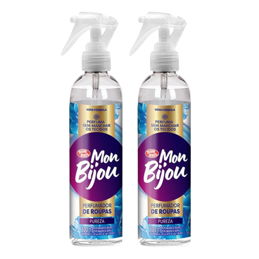 Kit 2 Unidades Perfumador de Roupas Spray 300ml Fragância Pureza Mon Bijou
