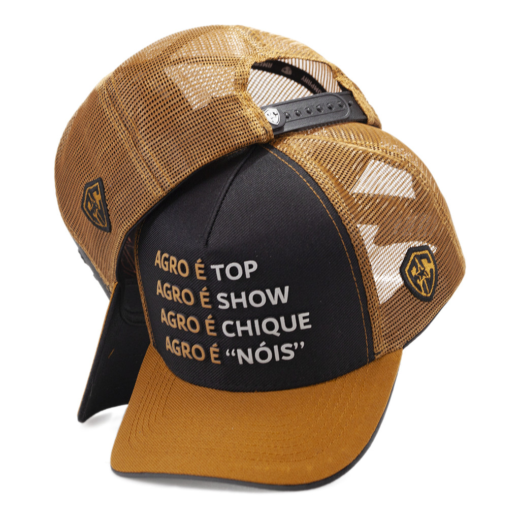 Boné Agro É Nóis Preto Trucker Agro É Chique Agro É Show