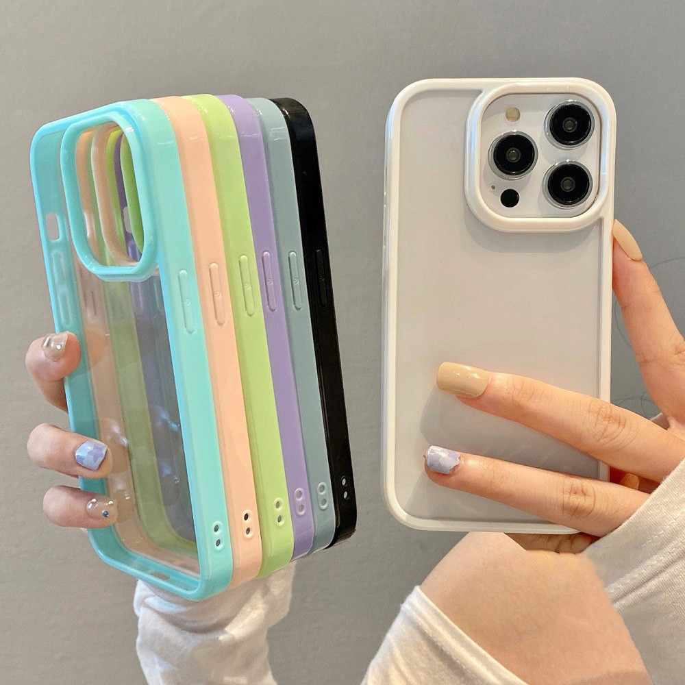 Cor Sólida Caso Claro Para Samsung S24 FE S25 S24 S23 Ultra Plus A06 A16 A54 A35 A15 A55 A05 A52 A34 Macio TPU Capa