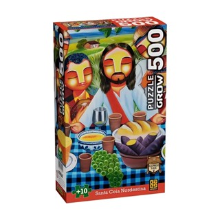 Quebra-cabeça 500 peças Santa Ceia Nordestina - Eduardo Lima Grow - 04599 em Oferta na Shopee