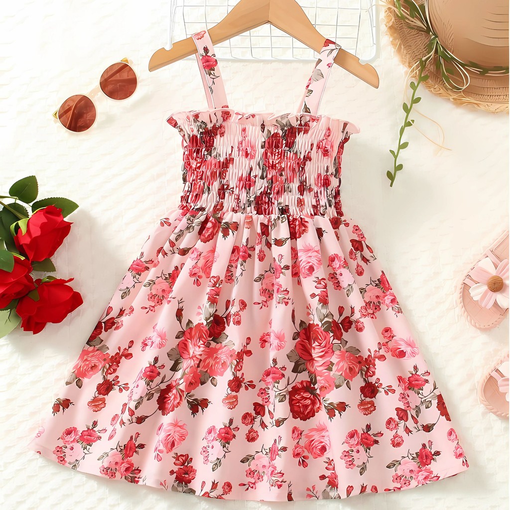 Vestido Com Estampa Floral De Alcinha Festa Verão Menina