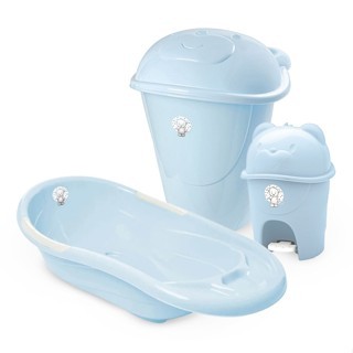 Kit Banho De Bebê Plasútil Aconchego Com 03 Peças Rosa e Azul