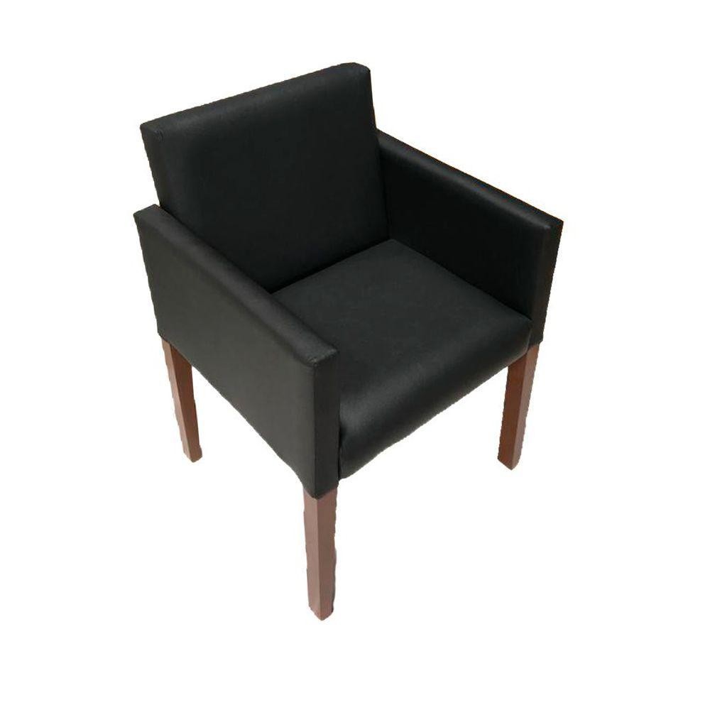 Poltrona Nina Slim Estilo Retrô Decorativa Em Tecido Sintético - Preto - Cor: Preto