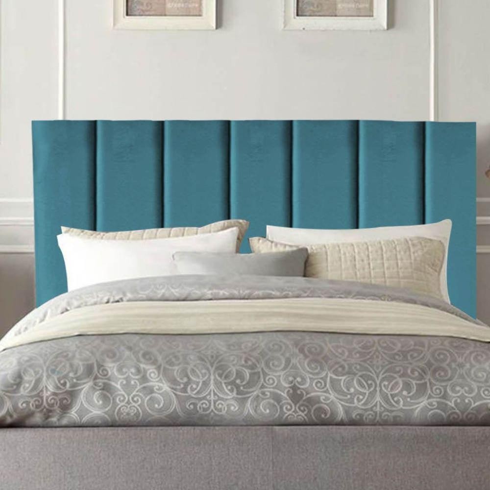 Cabeceira Estofada Cama Solteiro 100 Cm Maya Suede E Frame Cor:azul Turquesa