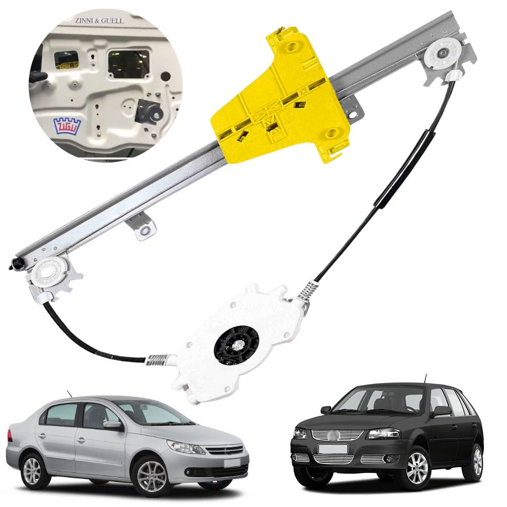 Máquina Vidro Elétrica Gol Voyage 2008 a 2023 Traseira Direita Sem Motor Para Motor Mabuchi 8 Dentes