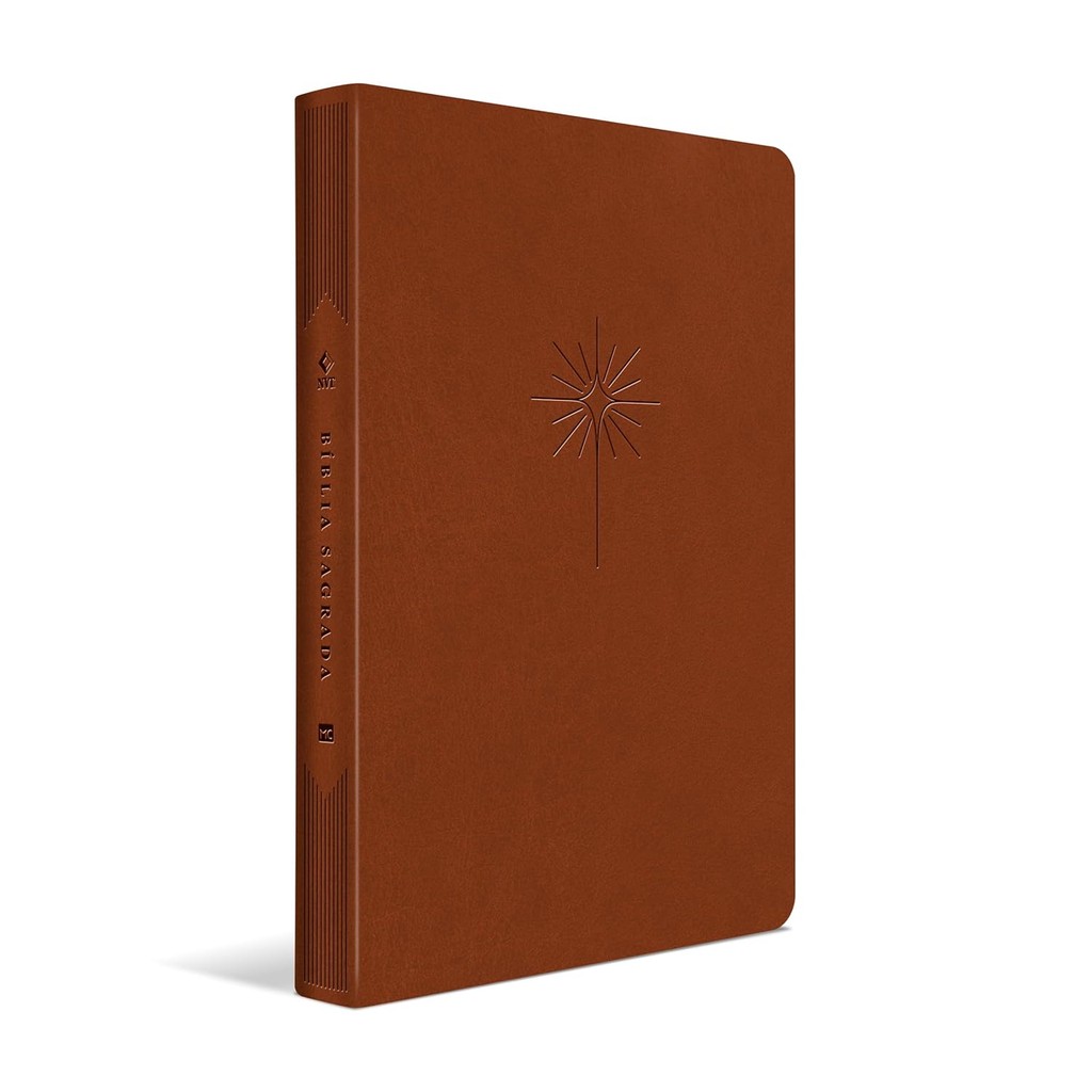 Bíblia Slim Filament | NVT | Letra Grande | Capa Couro Sintético Marrom em Oferta na Shopee