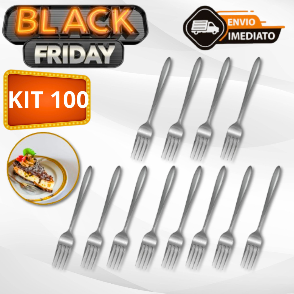 Kit 100 Garfos para sobremesas Aço Inox de alta qualidade Reutilizável Faqueiro Promoção Envio Imediato
