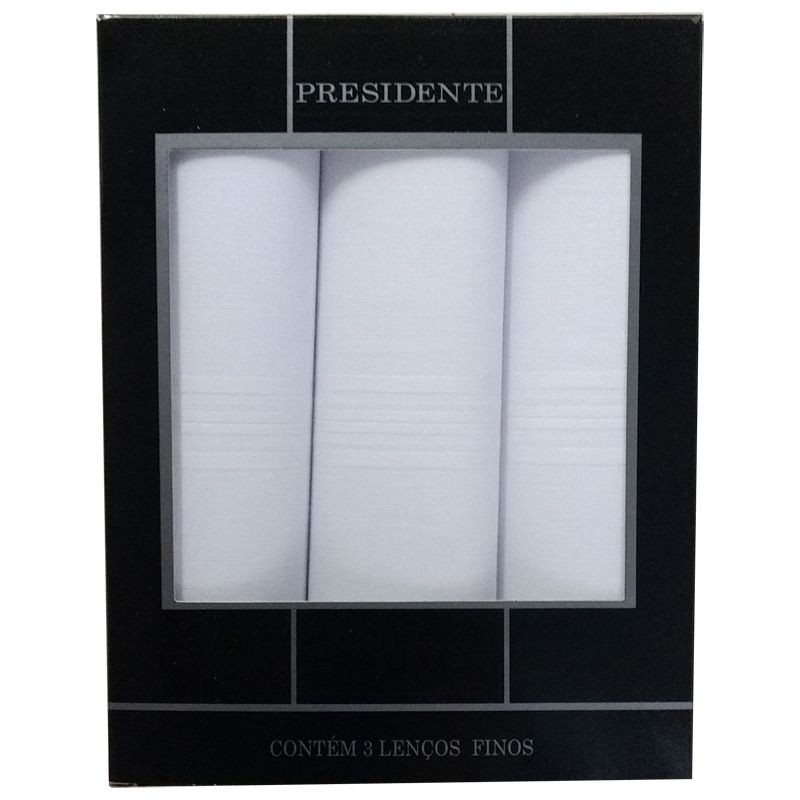 Lenço Presidente Fino Puro Algodão Branco C/3 41 X 41 cm - 2720 em Oferta na Shopee