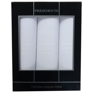 Lenço Presidente Fino Puro Algodão Branco C/3 41 X 41 cm - 2720 em Oferta na Shopee