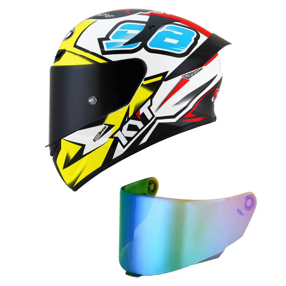 Capacete Kyt Tt Course Bomb 98 Branco Mais Viseira Camaleão