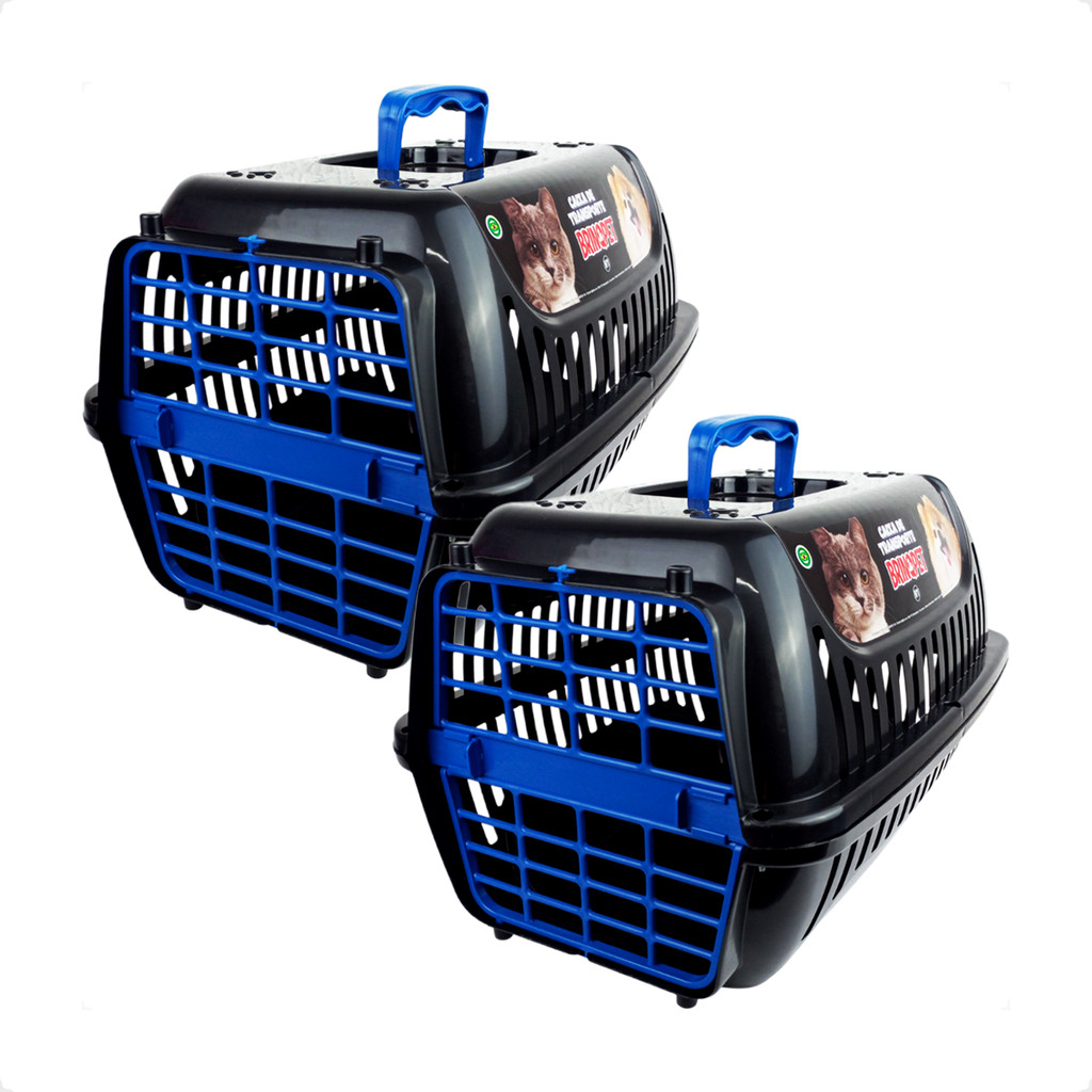 Kit 2 Caixa de Transporte Brinqpet N2 Premium – Preto e Azul