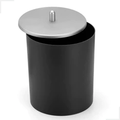 Lixeira Lixinho Cesto de Lixo Banheiro Lavabo Escritório Luxo Pia Cozinha 5 Litros Preto/Prata Arthi