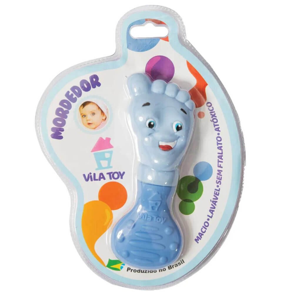 Mordedor Bebê Vila Toy Pezinho Azul em Oferta na Shopee