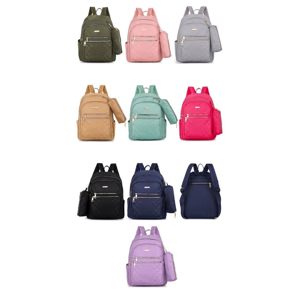 Mochila Feminina Com Estojo Universitário Mochila Para Colégio Textura Bordada Delicada Grande Capacidade codigo:H-63 em Oferta na Shopee