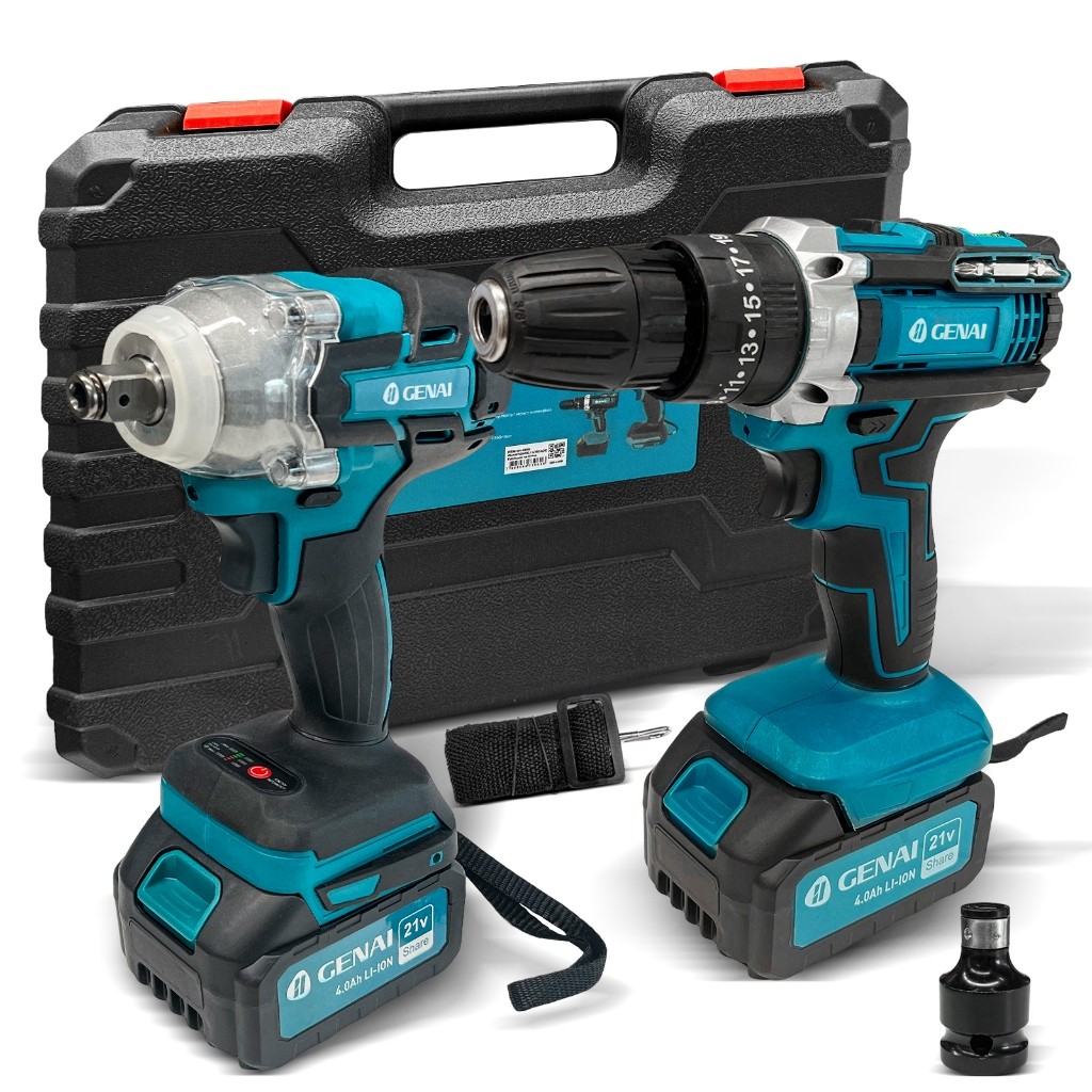 2 Kit Parafasudeira Chave De Impacto 21v Portátil Recarregável Com 2 Baterias em Oferta na Shopee