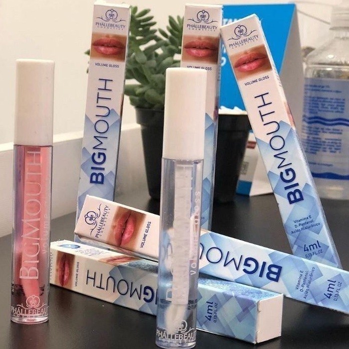 02 Big Mouth Volume Gloss PHALLEBEAUTY(Rosa e Incolor) Maquiagem