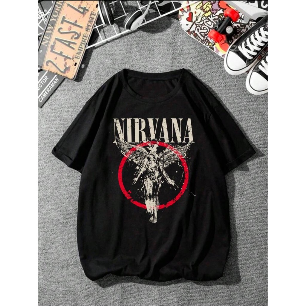 Camiseta Básica Masculina Grunge Banda de Rock Unissex Tecido 100% Algodão Moda Streetwear Casual básica