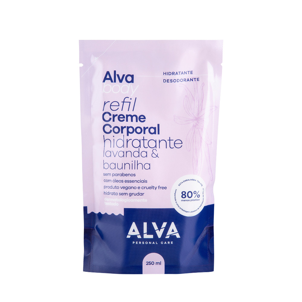 REFIL - Creme Corporal Hidratante Lavanda e Baunilha Vegano 250ml Alva - Beauty