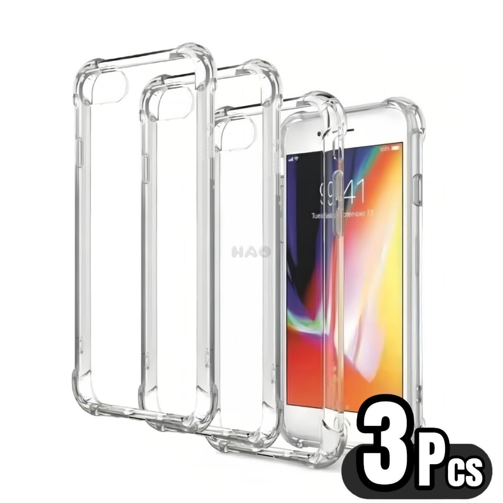 Kit 3 Capa Capinha Transparente Anti Impacto TPU Para IPhone 7 8 Plus 11 12 13 ProMax 14 15 16Pro 16 Pro Max 16E 17 Air