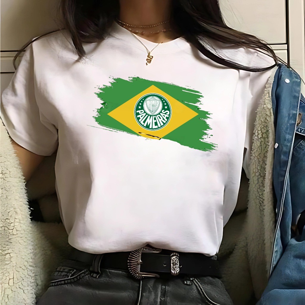 Camisa Do Palmeiras Feminina Blusa Seleção Bandeira Brasil