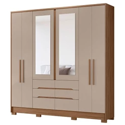 Guarda Roupa Casal San Francisco 6 Portas Carvalho Fendi Com Espelho - Moval