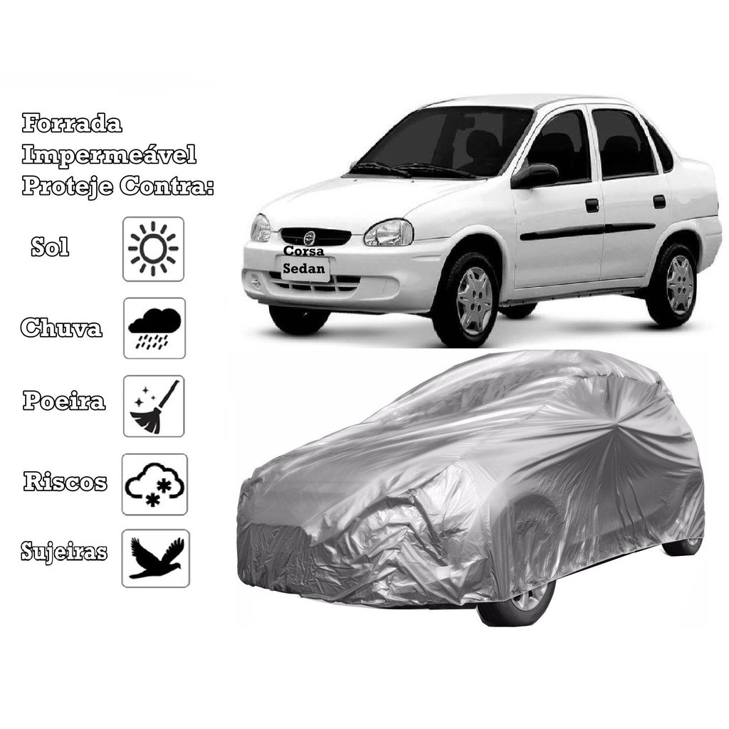 Capa Cobrir Carro Chevrolet Corsa Sedan Forrada e 100% Impermeável em Oferta na Shopee