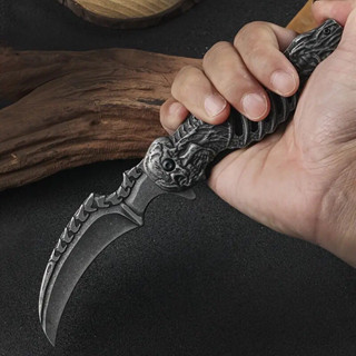 Canivete Dobravel Aço Inox Esculpido Alto Relevo em Oferta na Shopee