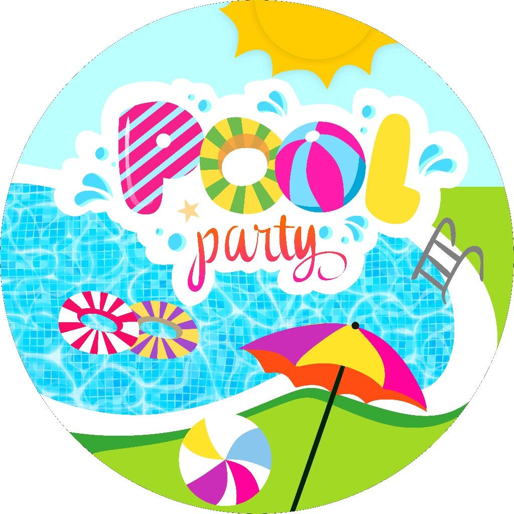 PAINEL REDONDO TECIDO SUBLIMADO POOL PARTY 1,50