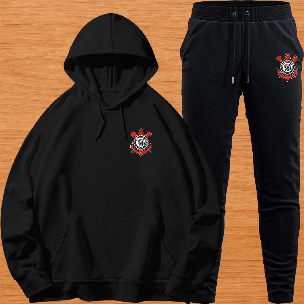 Conjunto Moletom Unissex Adulto Blusa de Frio Canguru e Calça Personalizada Estampa TIME BRASILEIRO COR