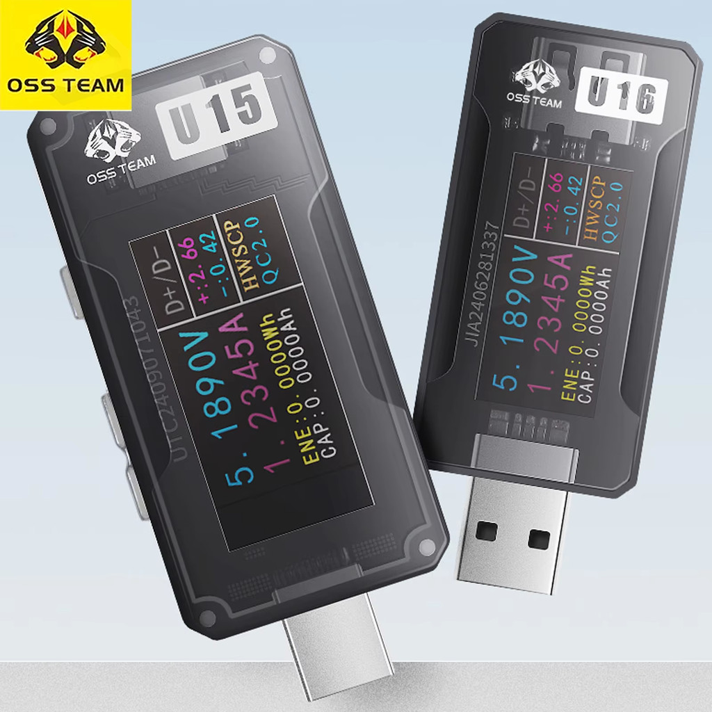OSS U15/U16 Testador De Carregamento Rápido Tipo-C USB-A 12A 600W Medidores De Tensão De Corrente Para Telefones Celular