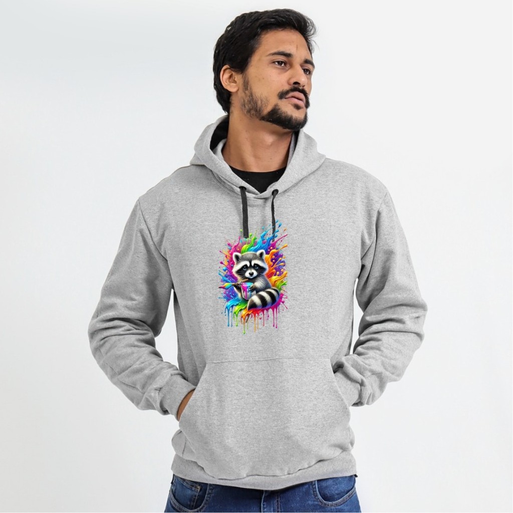Moletom Feminino Masculino Estampado Guaxinim Colorido