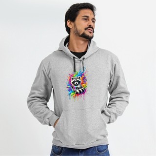 Moletom Feminino Masculino Estampado Guaxinim Colorido