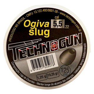 Chumbinho Technogun Ogiva Slug 5.5mm (.22) - 125un em Oferta na Shopee