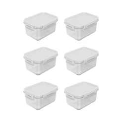 Kit de potes herméticos retangular Ou 6 peças 560 ml LInha Click Branco