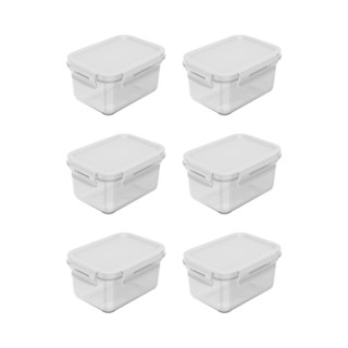 Kit de potes herméticos retangular Ou 6 peças 560 ml LInha Click Branco em Oferta na Shopee