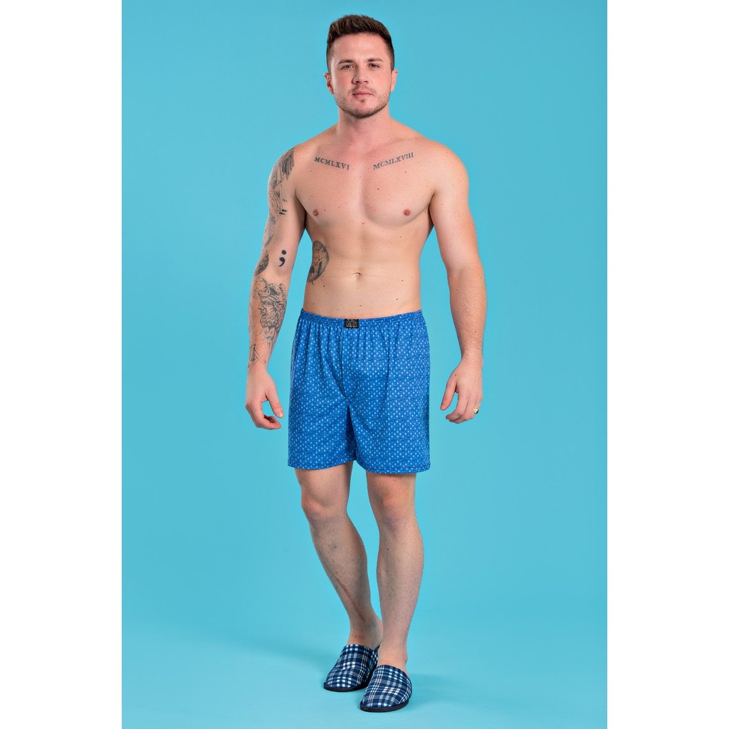 Short Samba Canção Azul Verão Confortável