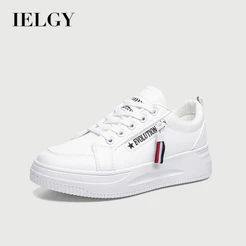IELGY Plataforma Sapatos Brancos Femininos De Painel De Couro Versátil Athleisure Sports