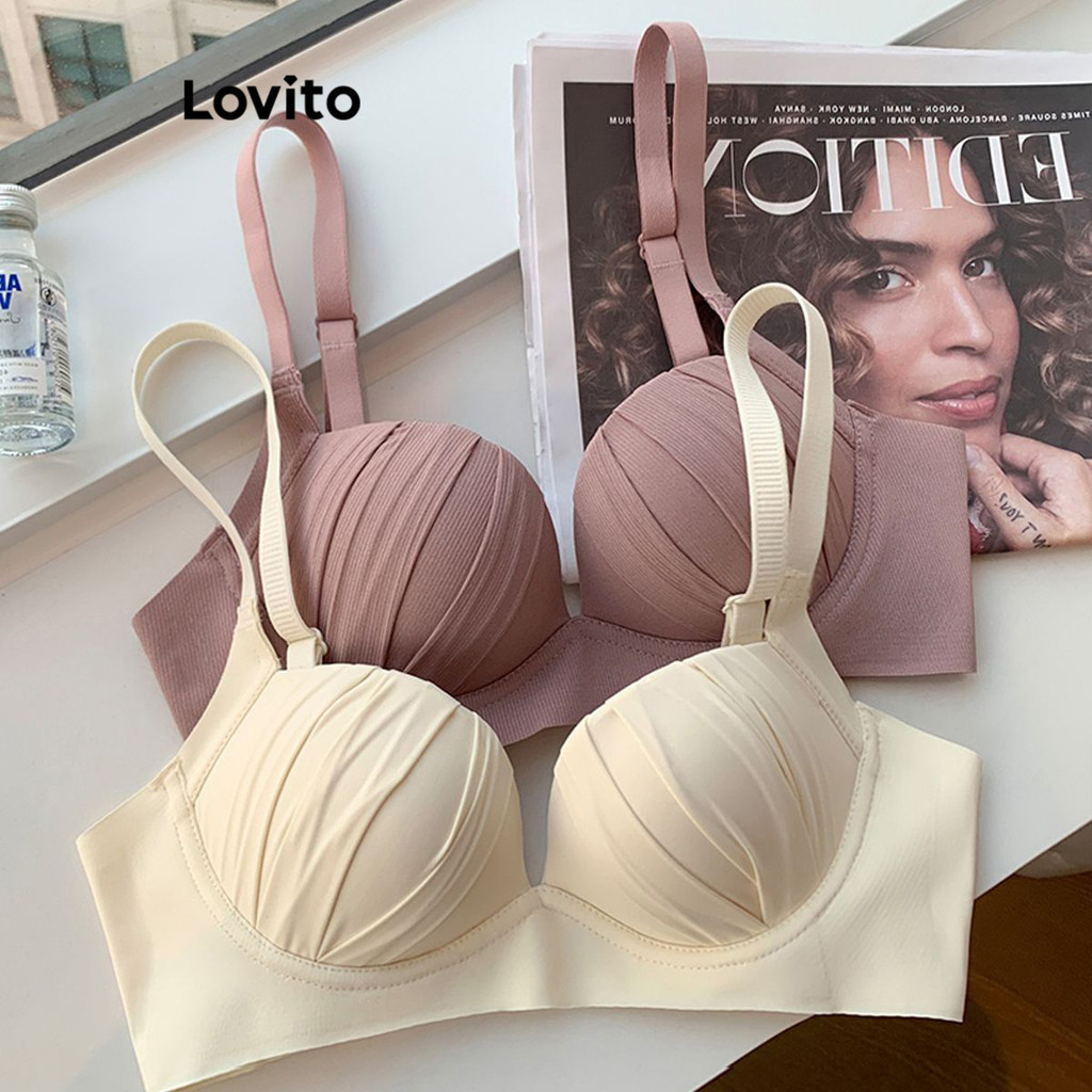 Lovito Bralette Casual Liso Básico Para Mulheres LNL70096 - Women Clothes