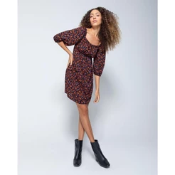 Vestido Evasê Feminino Manga Bufante Em Viscose - ENFIM