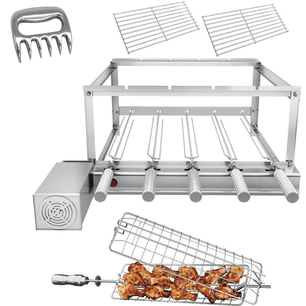 Churrasqueira Gira Giratória Grill Alvenaria 5 Espeto Inox Bivolt - Profissional