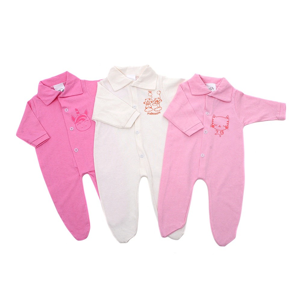 Roupa Infantil Macacão de bebe com pé em Malha