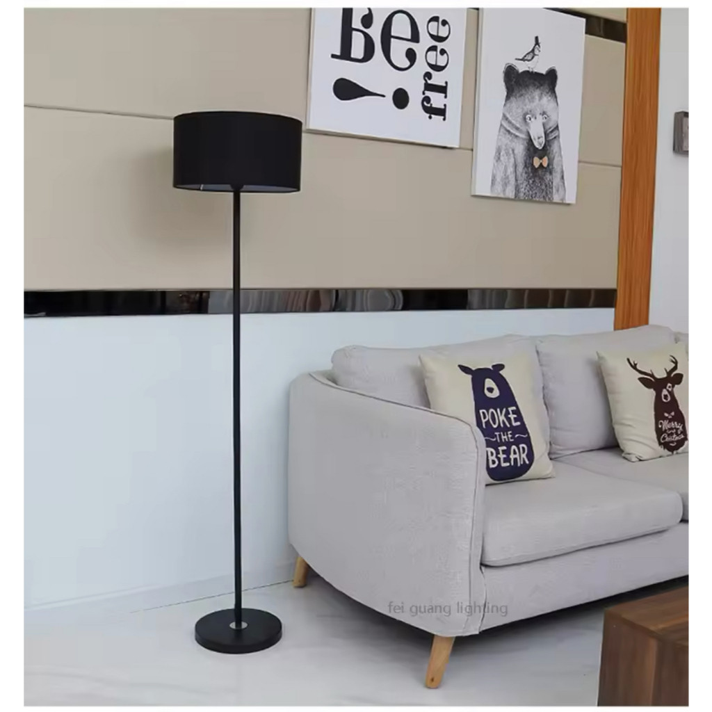 Luminária de Chão 1.45M ecrã preto, interruptor de chão, candeeiro de canto unipolar em Oferta na Shopee