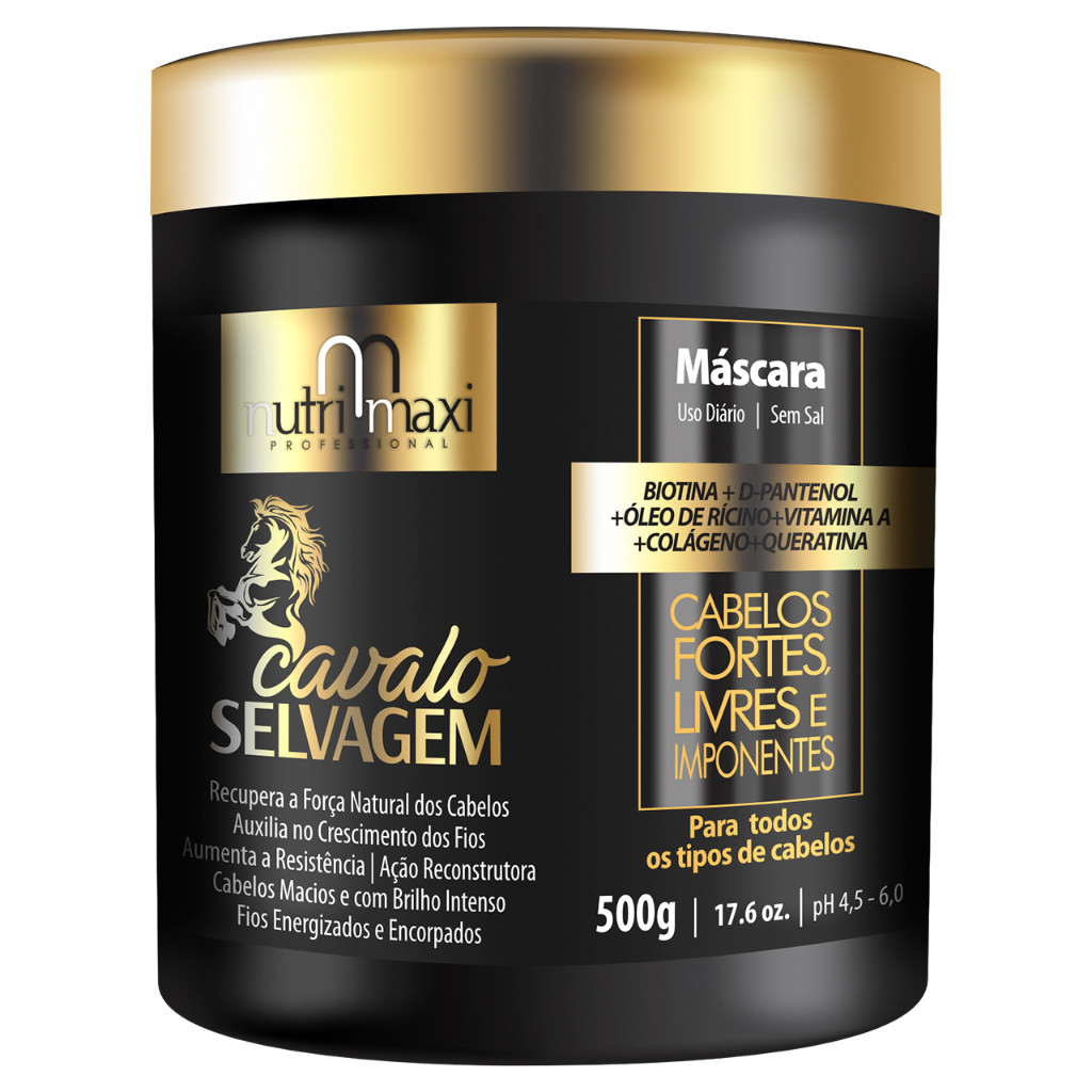 Máscara Hidratação Capilar Cavalo Selvagem Foça Maciez e Brilho Nutri Maxi 500g