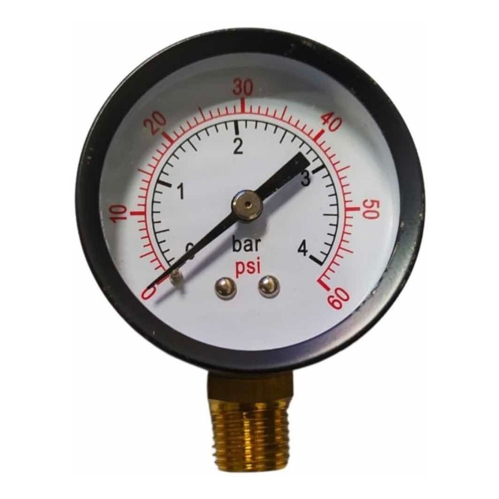Manômetro Vertical Rosca 1/4 Npt 0 Á 4 Bar 60 Psi Ø 50 Mm em Oferta na Shopee