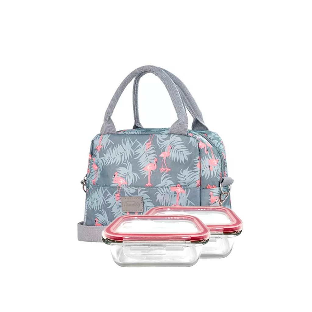 Bolsa Térmica para Marmita Pote Água Passeio com 2 Pote Vidro Pote Hermético Marmita