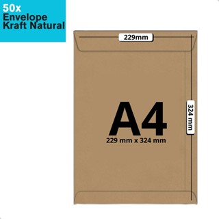 Envelope Saco Kraft Natural A4 80g 50 Unidades para Correspondência Carta Convite em Oferta na Shopee