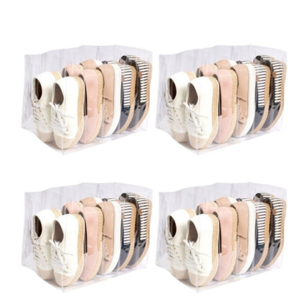 Kit 4 Organizadoras Sapateiras 40x25x30 cm com 5 Divisórias para 5 Pares de Sapatos