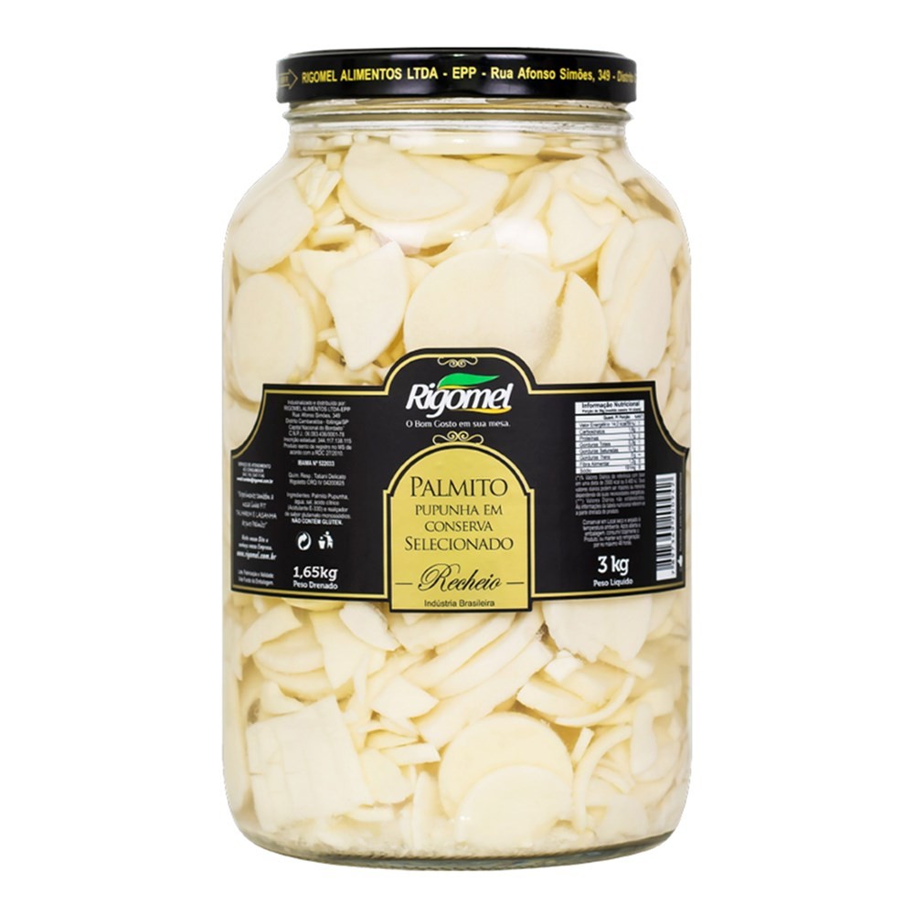 Palmito de Pupunha Recheio em Conserva Rigomel 1,65 kg em Oferta na Shopee